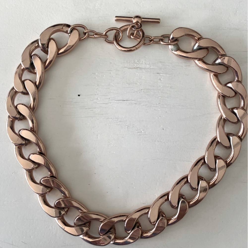 Rose Gold Pink Chain Link Cuban Link Necklace